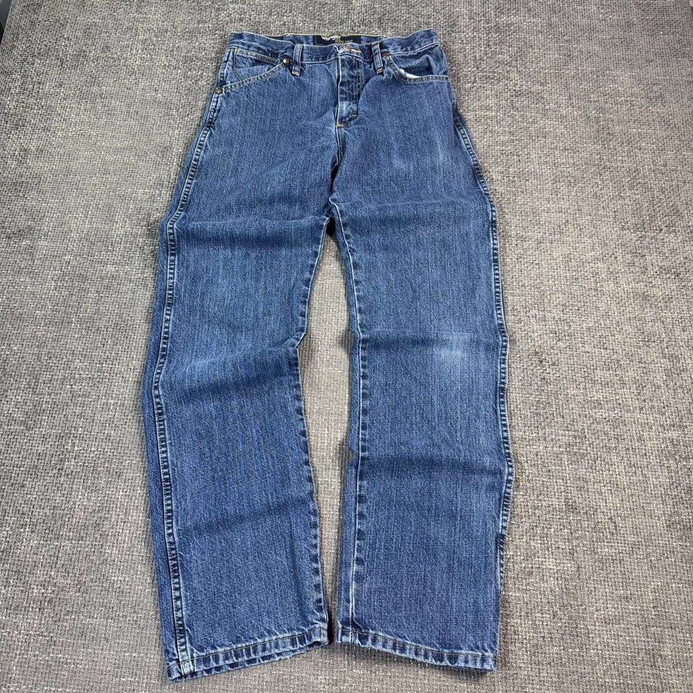 Wrangler George Strait Cowboy Cut Jeans Mens 28x29 Blue Straight Leg Button Fly